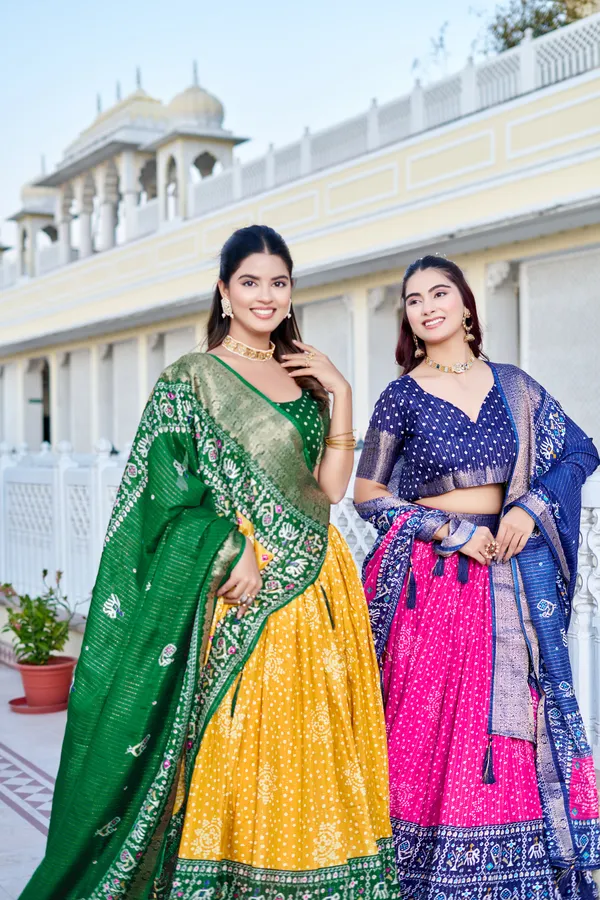 Yellow_With_Heavy_Lichi_Fabric_With_Jacquard_Border_Jari_Lining_With_Print