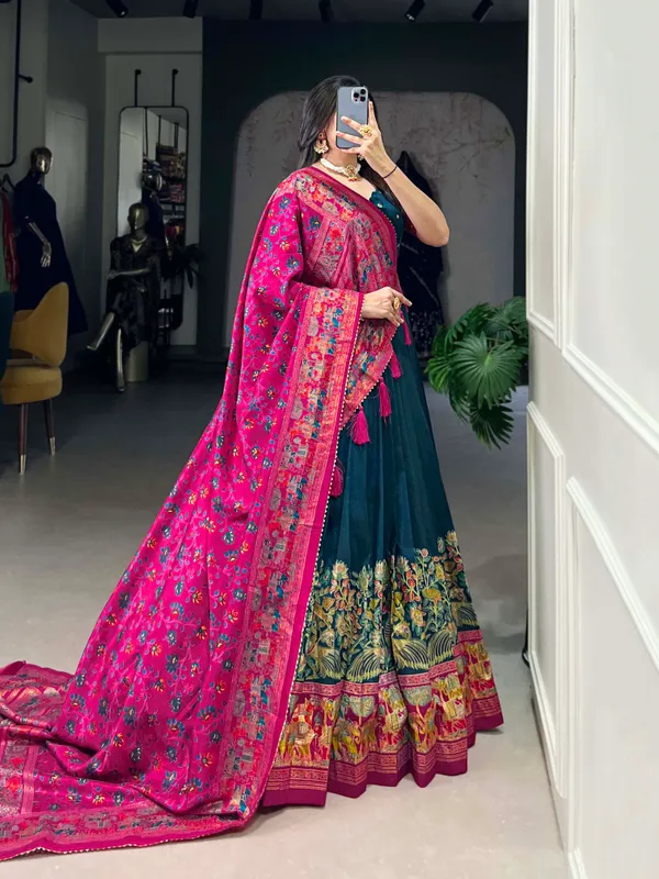 Navy_Blue_Premium_&_Elegant_Dola_Silk_Lehenga_Choli_For_Women