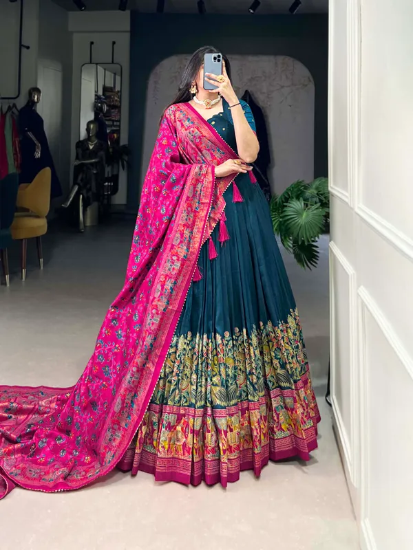 Navy_Blue_Premium_&_Elegant_Dola_Silk_Lehenga_Choli_For_Women