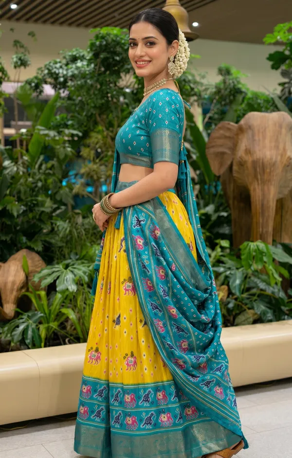 Yellow_With_Heavy_Lichi_Fabric_With_Jacquard_Border_Jari_Lining_With_Print