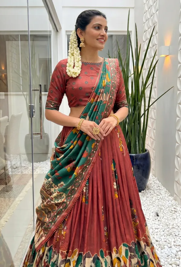 Tussar_Silk_Patola_Print_Trendy_Lehenga_Choli_in_Red