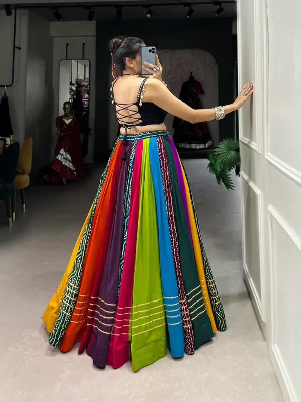 Multicolour_Lehenga_And_Gamthi_Work_Blouse_For_Navratri_:_For_Women