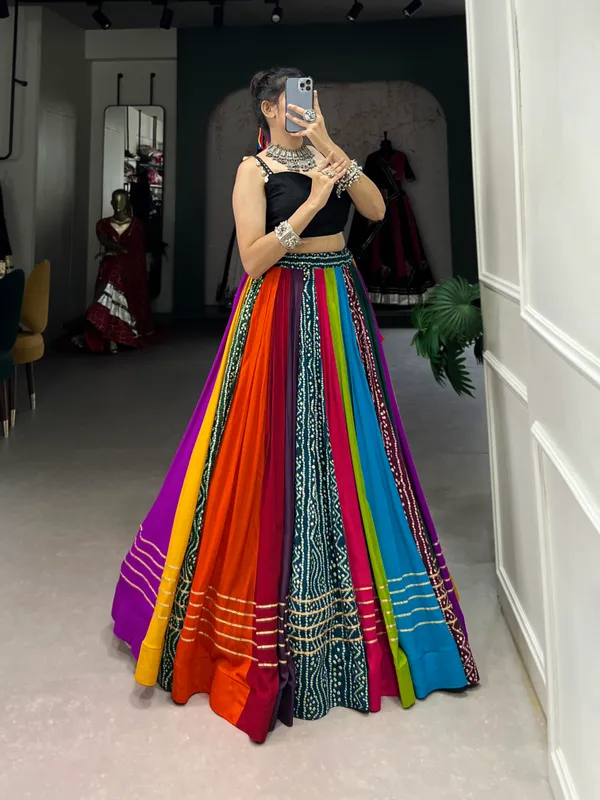 Multicolour_Lehenga_And_Gamthi_Work_Blouse_For_Navratri_:_For_Women