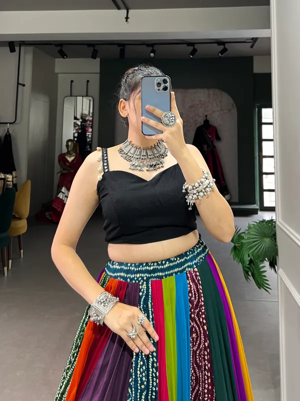 Multicolour_Lehenga_And_Gamthi_Work_Blouse_For_Navratri_:_For_Women