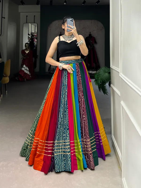 Multicolour_Lehenga_And_Gamthi_Work_Blouse_For_Navratri_:_For_Women