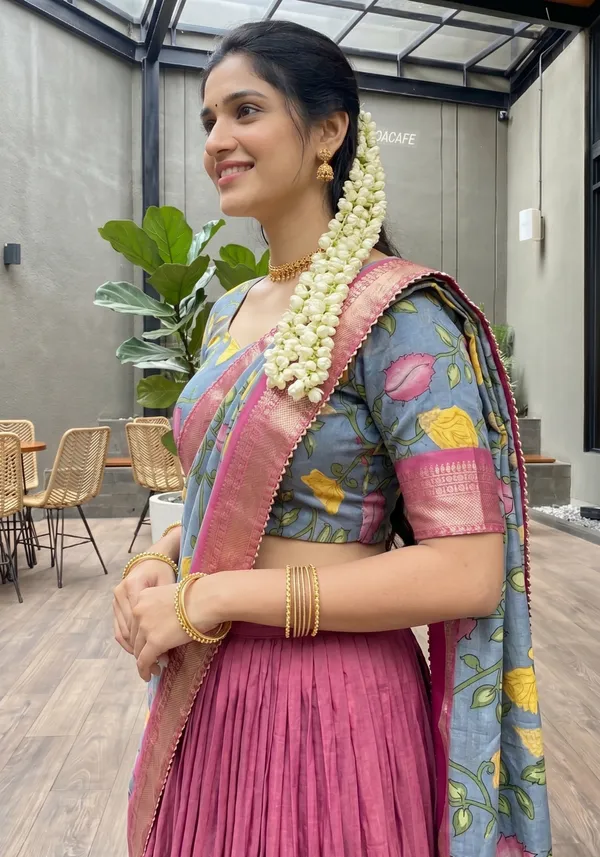 Pink_Color_Dola_Silk_Designer_Kalamkari_Print_Lehenga_Choli