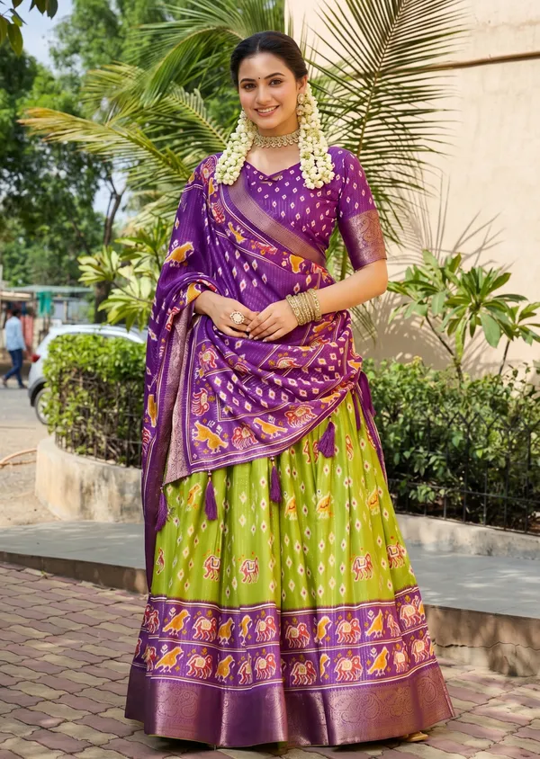Perrot_With_Heavy_Lichi_Fabric_With_Jacquard_Border_Jari_Lining_With_Print