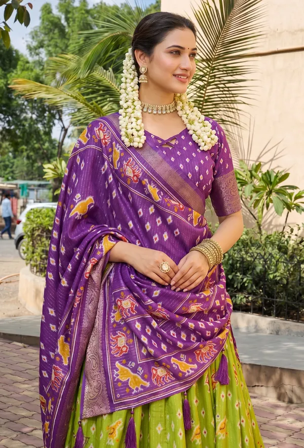 Perrot_With_Heavy_Lichi_Fabric_With_Jacquard_Border_Jari_Lining_With_Print