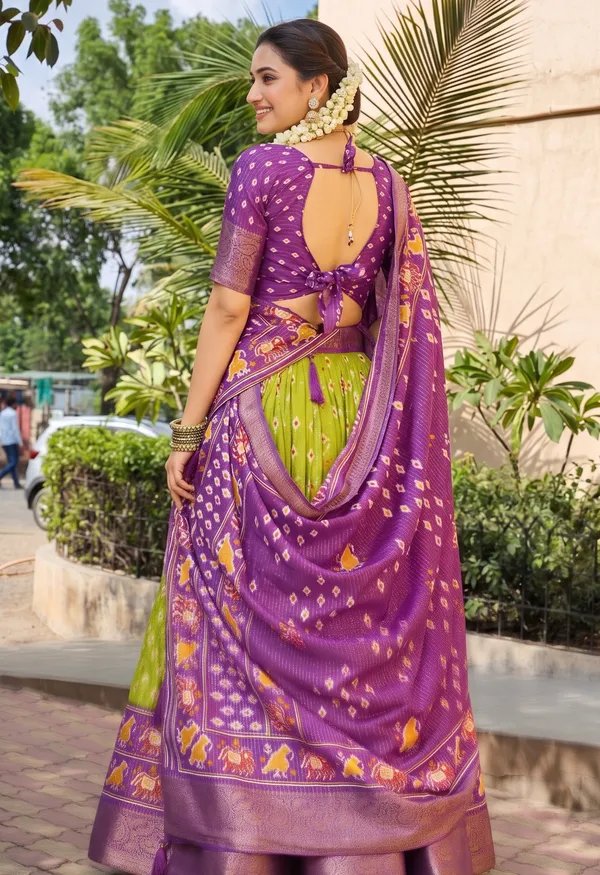 Perrot_With_Heavy_Lichi_Fabric_With_Jacquard_Border_Jari_Lining_With_Print