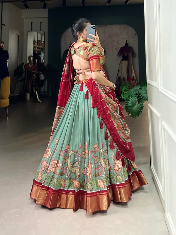 Pista_Premium_&_Elegant_Dola_Silk_Lehenga_Choli_For_Women