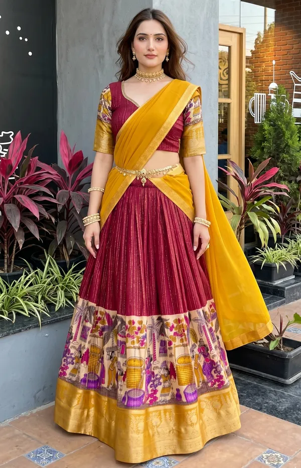 Perfectly_blended_Tussar_silk_lehenga_for_festive_season_to_charm_your_look