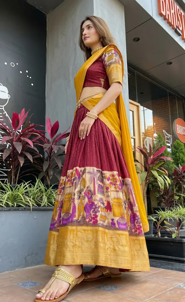 Perfectly_blended_Tussar_silk_lehenga_for_festive_season_to_charm_your_look