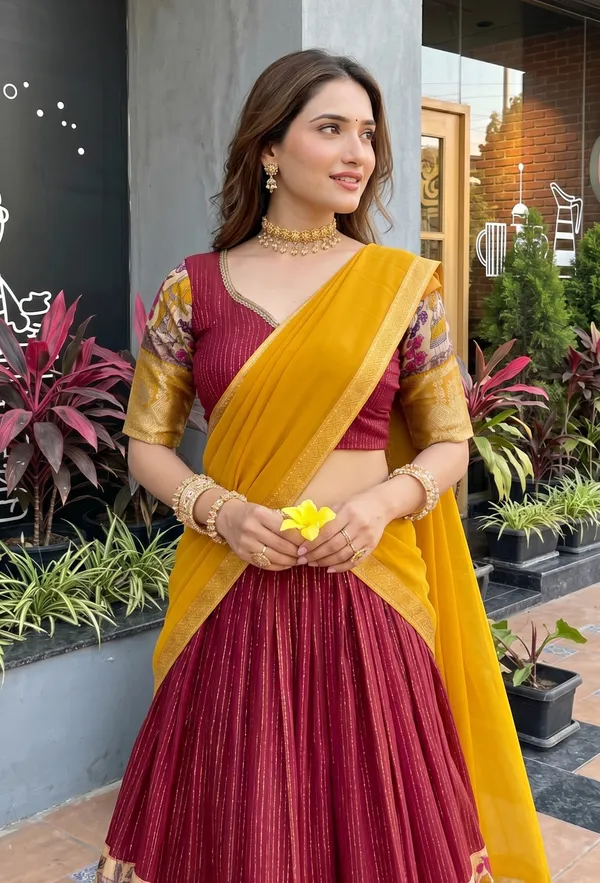 Perfectly_blended_Tussar_silk_lehenga_for_festive_season_to_charm_your_look