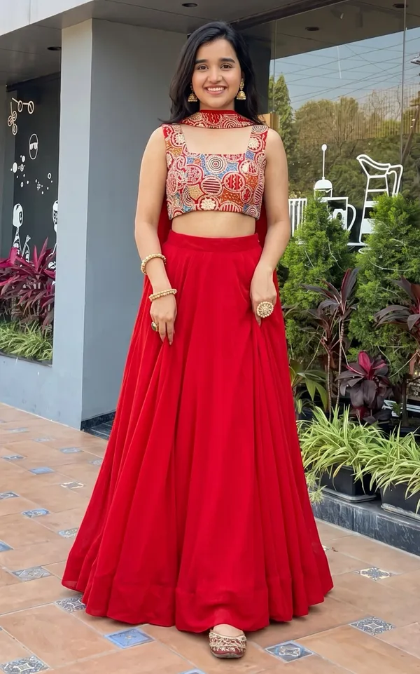 Pure_Soft_Fox_Georgette_Most_Trendy_Padding_Fabric_Fully_Flair_Lehenga,With_Duppta_Set