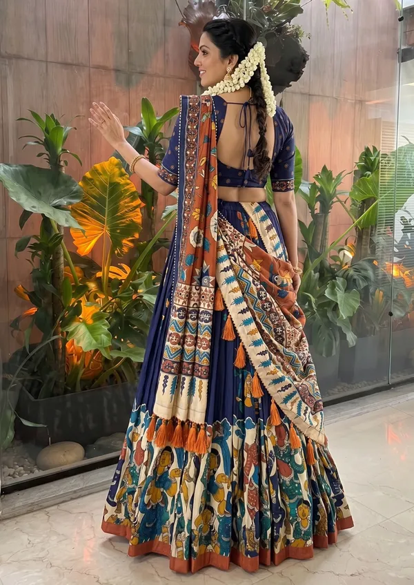 Tussar_Silk_Patola_Print_Trendy_Lehenga_Choli_in_Navy_Blue