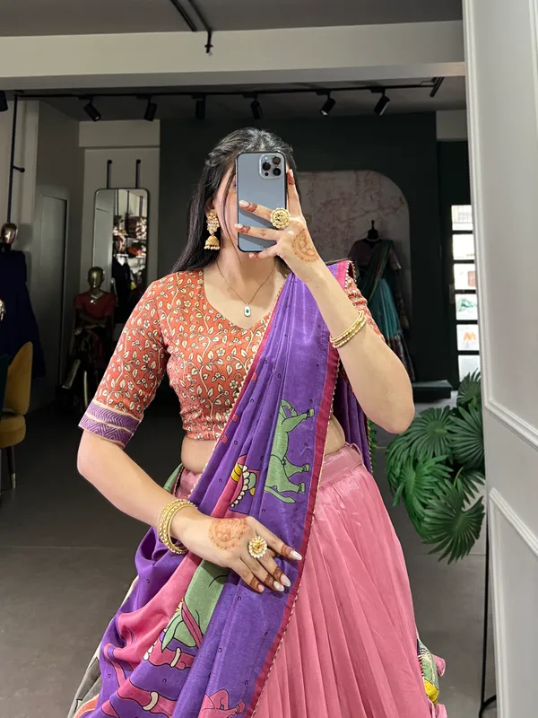 Peach_Premium_&_Elegant_Dola_Silk_Lehenga_Choli_For_Women