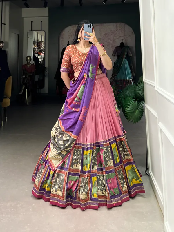 Peach_Premium_&_Elegant_Dola_Silk_Lehenga_Choli_For_Women