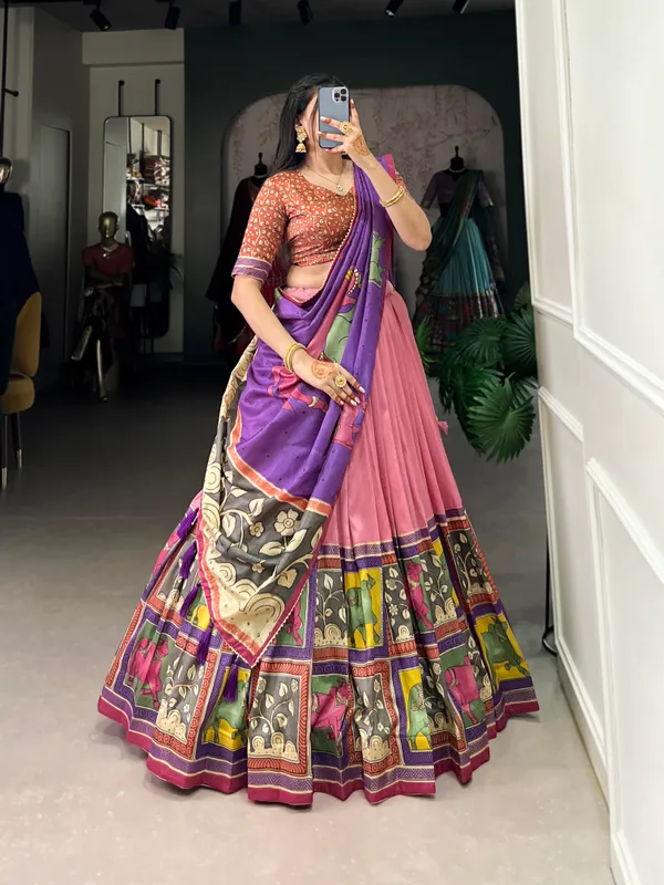 Peach_Premium_&_Elegant_Dola_Silk_Lehenga_Choli_For_Women