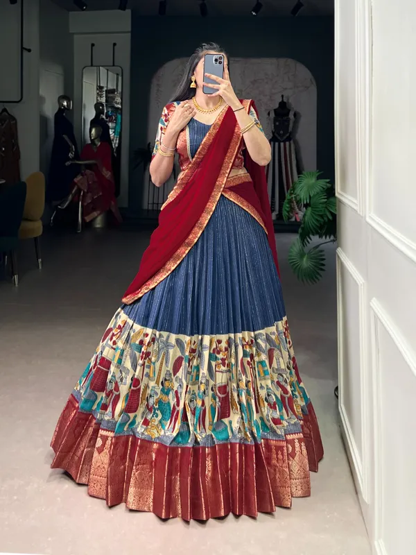 Perfectly_blended_Tussar_silk_lehenga_for_festive_season_to_charm_your_look
