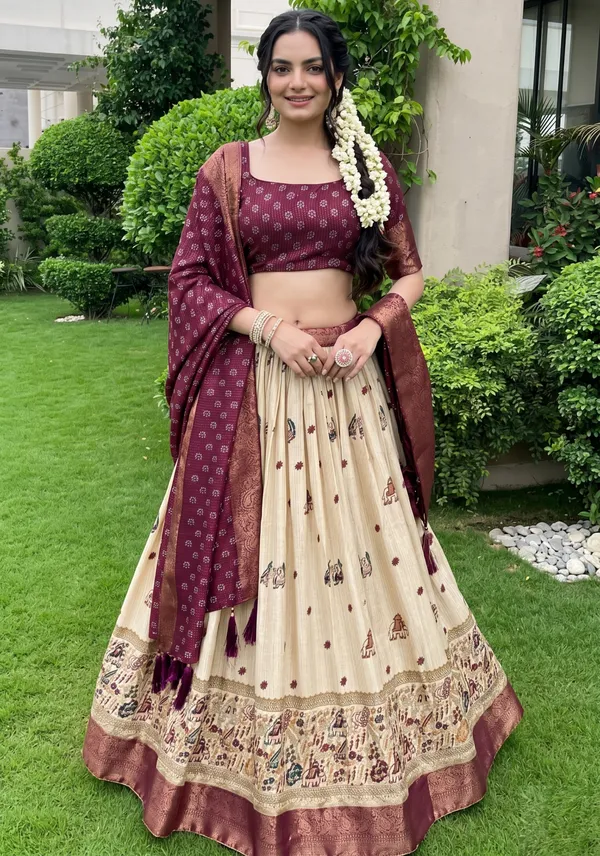 Wine_With_Heavy_Lichi_Fabric_With_Jacquard_Border_Jari_Lining_With_Print