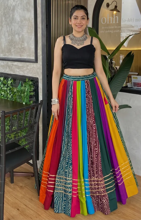 Navratri_Multi_Rayon_Lehenga_and_Gamthi_Work_Blouse_for_Navratri_Festive_Fashion_at_Its_Best: