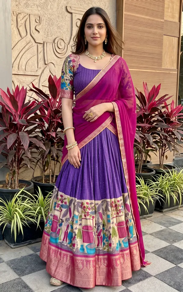 Perfectly_blended_Tussar_silk_lehenga_for_festive_season_to_charm_your_look