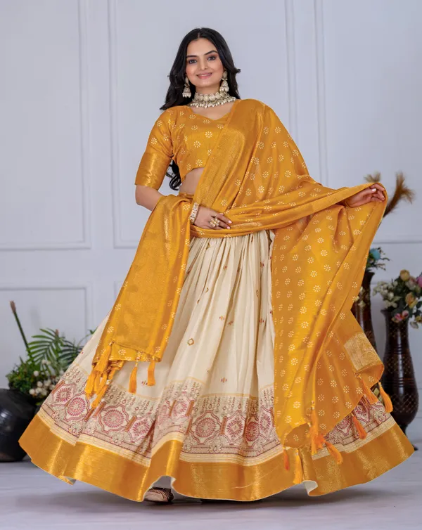 Yellow_With_Presenting_a_perfectly_blended_Tussar_silk_lehenga_for_festive_season_to_charm_your_look