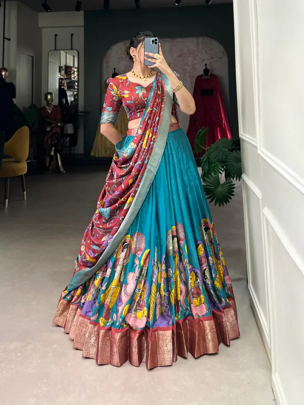 Firozi_Premium_&_Elegant_Dola_Silk_Lehenga_Choli_For_Women