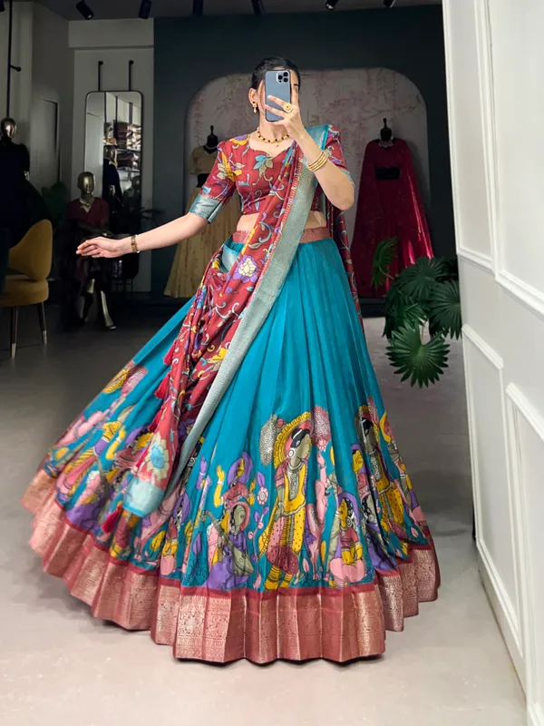 Firozi_Premium_&_Elegant_Dola_Silk_Lehenga_Choli_For_Women
