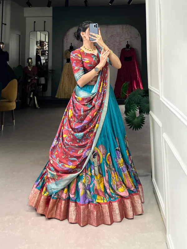 Firozi_Premium_&_Elegant_Dola_Silk_Lehenga_Choli_For_Women