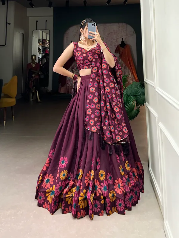 Wine_Premium_&_Elegant_Dola_Silk_Lehenga_Choli_For_Women