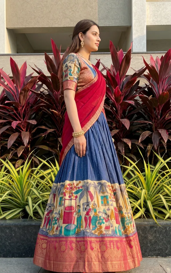 Perfectly_blended_Tussar_silk_lehenga_for_festive_season_to_charm_your_look
