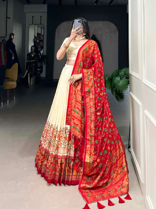 White_Premium_&_Elegant_Dola_Silk_Lehenga_Choli_For_Women