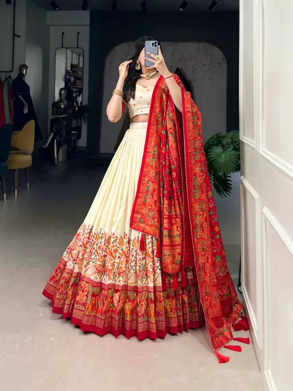 White_Premium_&_Elegant_Dola_Silk_Lehenga_Choli_For_Women