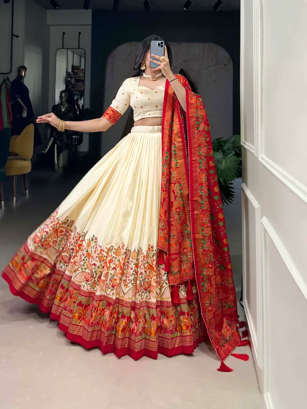 White_Premium_&_Elegant_Dola_Silk_Lehenga_Choli_For_Women