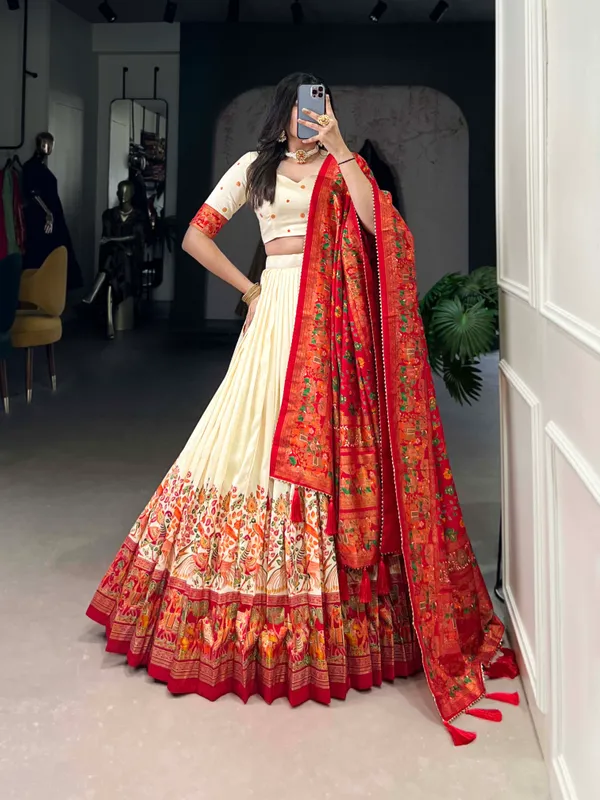 White_Premium_&_Elegant_Dola_Silk_Lehenga_Choli_For_Women