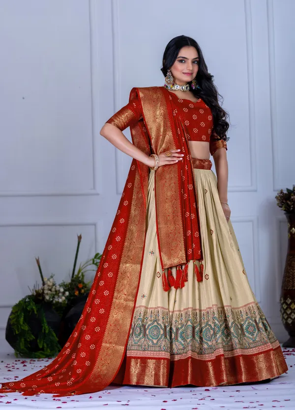 Red_With_Presenting_a_perfectly_blended_Tussar_silk_lehenga_for_festive_season_to_charm_your_look