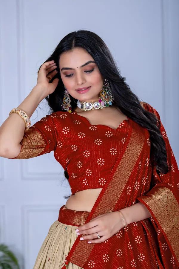 Red_With_Presenting_a_perfectly_blended_Tussar_silk_lehenga_for_festive_season_to_charm_your_look