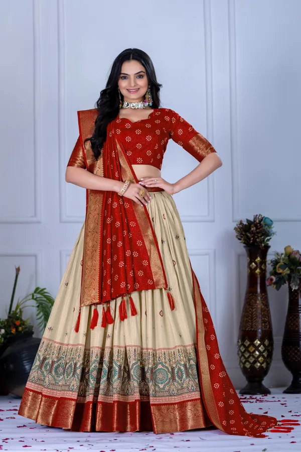 Red_With_Presenting_a_perfectly_blended_Tussar_silk_lehenga_for_festive_season_to_charm_your_look