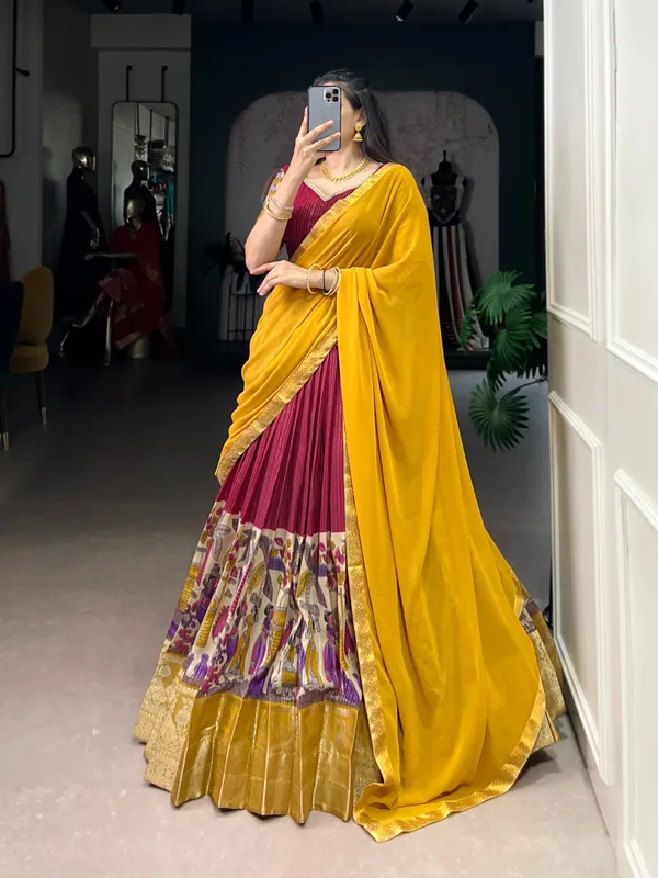 Perfectly_blended_Tussar_silk_lehenga_for_festive_season_to_charm_your_look