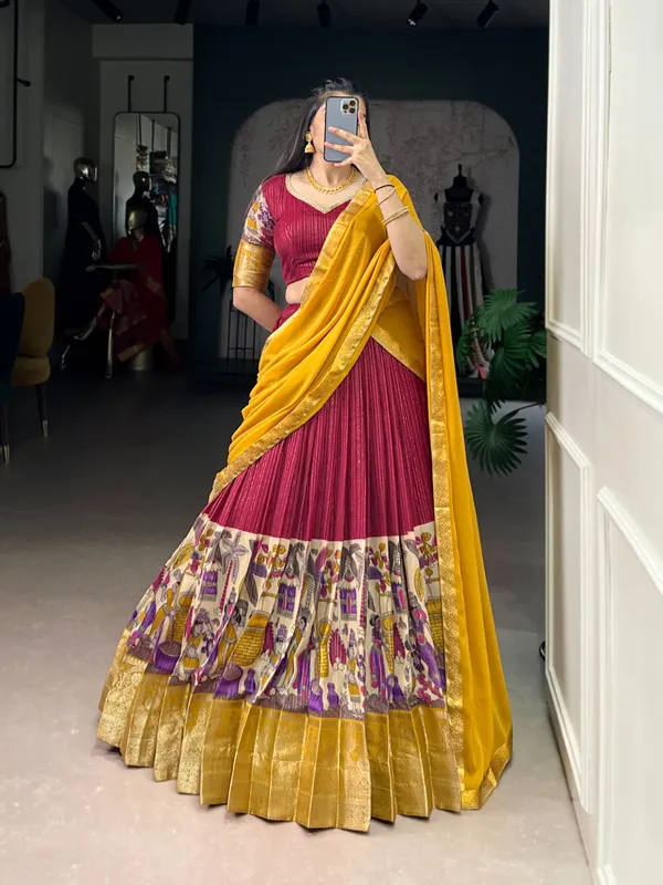 Perfectly_blended_Tussar_silk_lehenga_for_festive_season_to_charm_your_look
