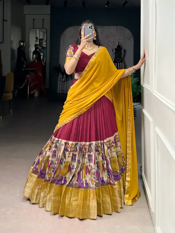 Perfectly_blended_Tussar_silk_lehenga_for_festive_season_to_charm_your_look