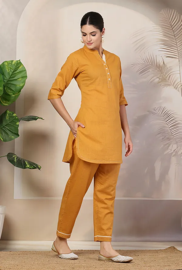 Mustrad_Yellow_Pure_Cotton_Regular_Solid_Co-ord_Set