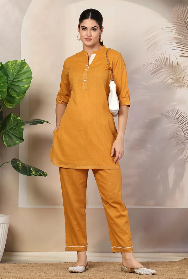 Mustrad_Yellow_Pure_Cotton_Regular_Solid_Co-ord_Set