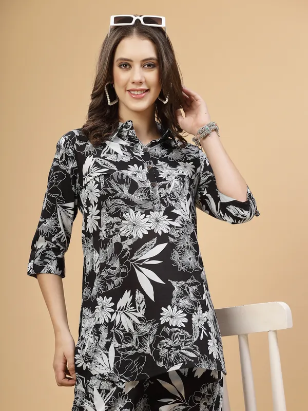 Black_Floral_Regular_Pure_Cotton_Co-ord_Set