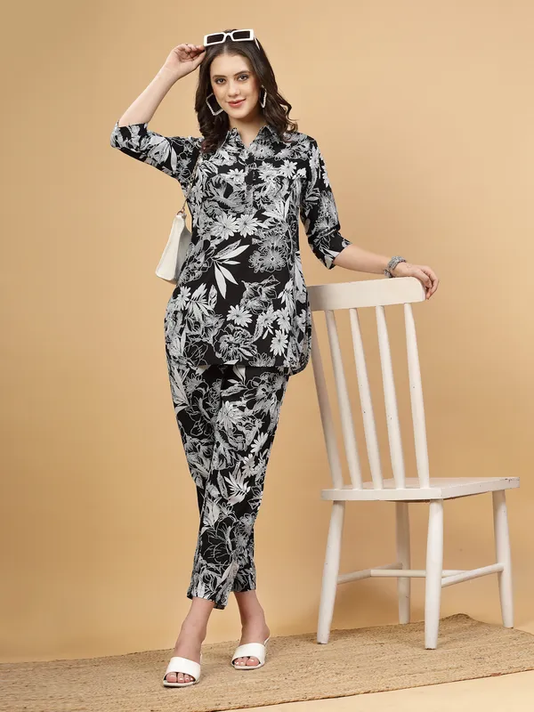 Black_Floral_Regular_Pure_Cotton_Co-ord_Set