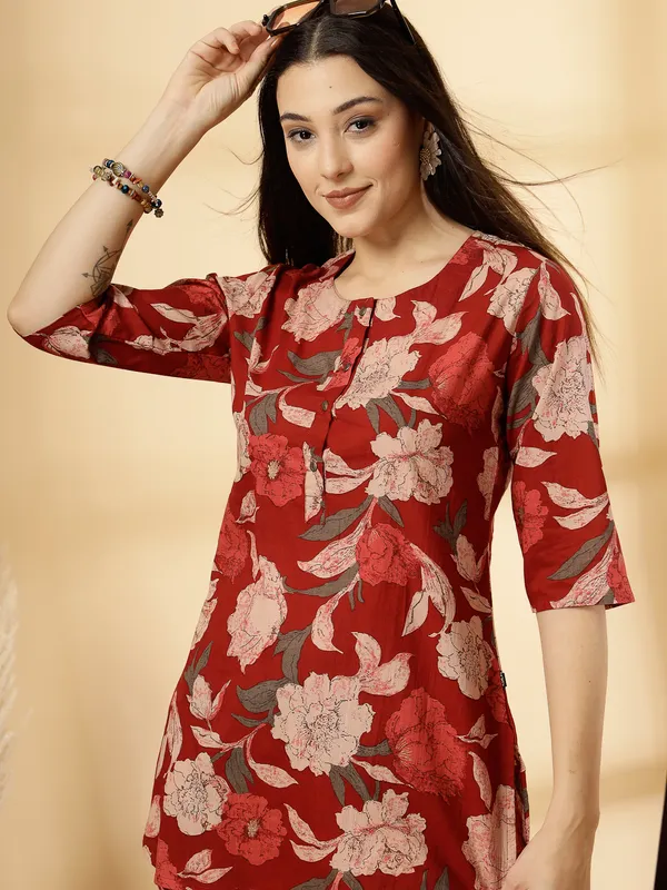 Maroon_Summery_Floral_Cotton_Co-ord_Set