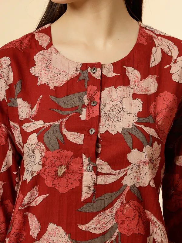 Maroon_Summery_Floral_Cotton_Co-ord_Set