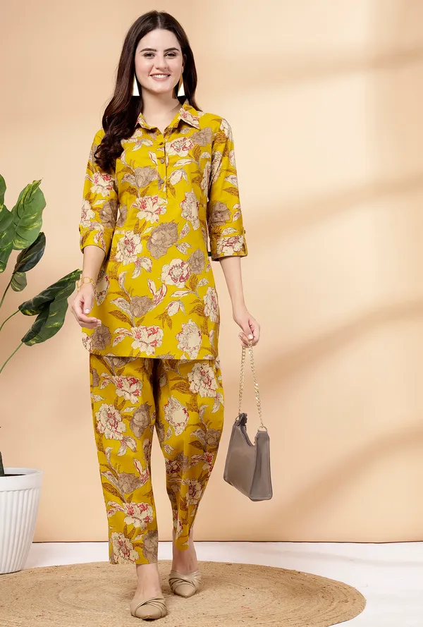 Mustard_Yellow_Summery_Floral_Cotton_Co-ord_Set