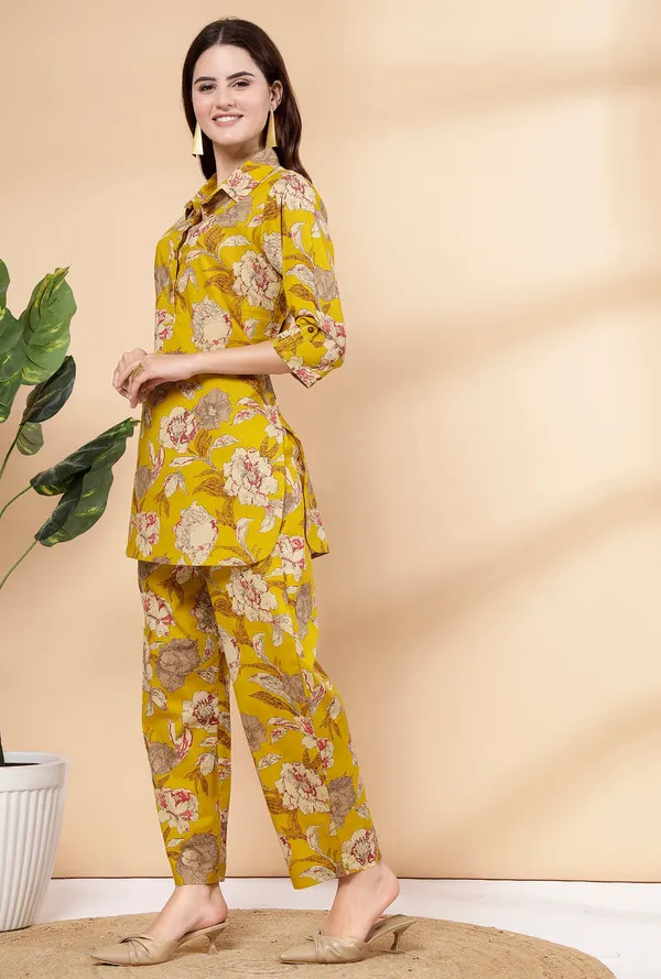 Mustard_Yellow_Summery_Floral_Cotton_Co-ord_Set